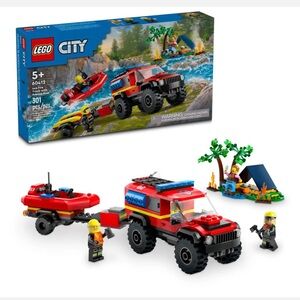 New LEGO CITY 60412 4x4 Fire Truck With Rescue Boat Factory Sealed Box Retired